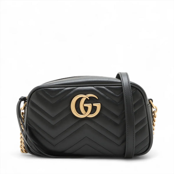 Gucci Black Leather GG Marmont Small Shoulder Bag  [Clearance Sale]