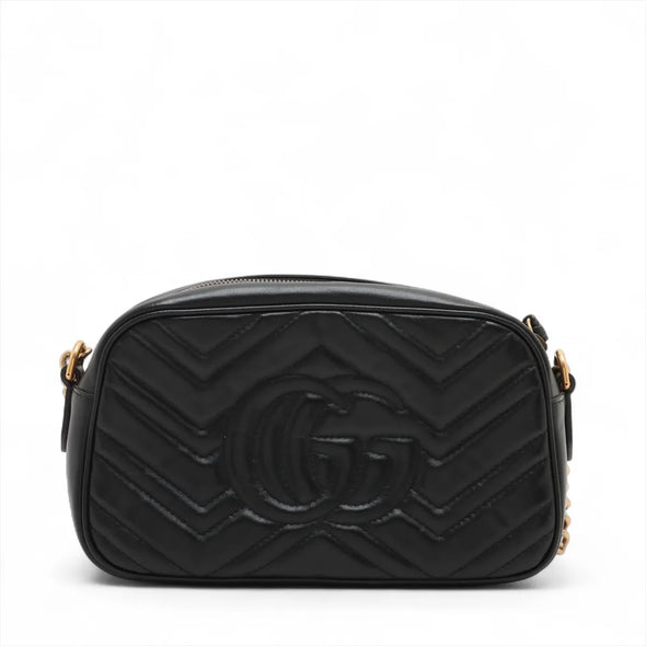 Gucci Black Leather GG Marmont Small Shoulder Bag [Clearance Sale]