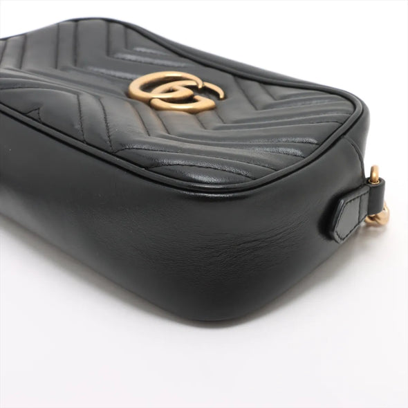 Gucci Black Leather GG Marmont Small Shoulder Bag [Clearance Sale]