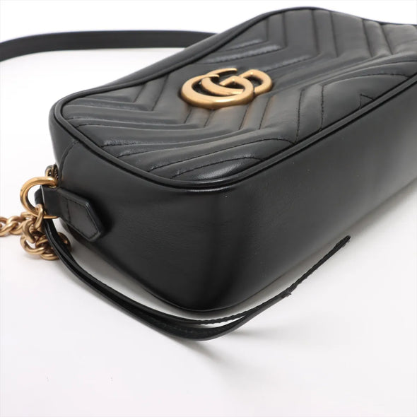 Gucci Black Leather GG Marmont Small Shoulder Bag [Clearance Sale]