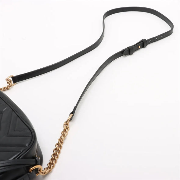 Gucci Black Leather GG Marmont Small Shoulder Bag [Clearance Sale]