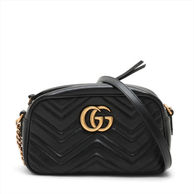 Gucci Black Leather GG Marmont Small Shoulder Bag [Clearance Sale]