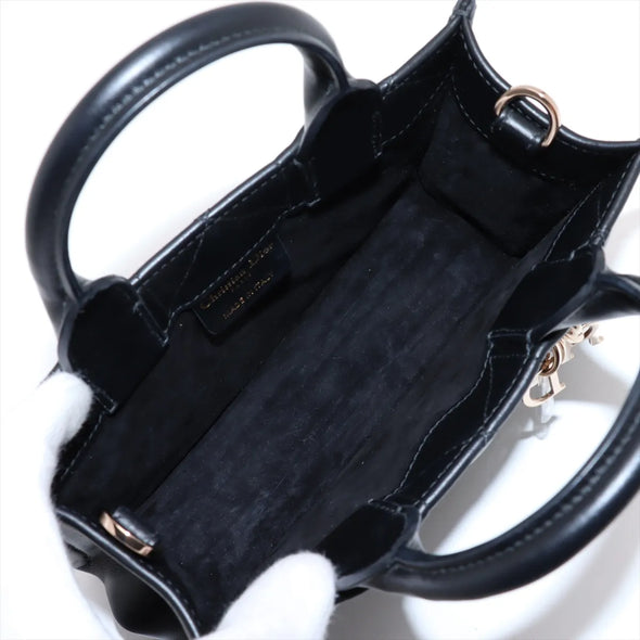 Christian Dior Black Macrocannage Calfskin Mini Dior Book Tote [Clearance Sale]