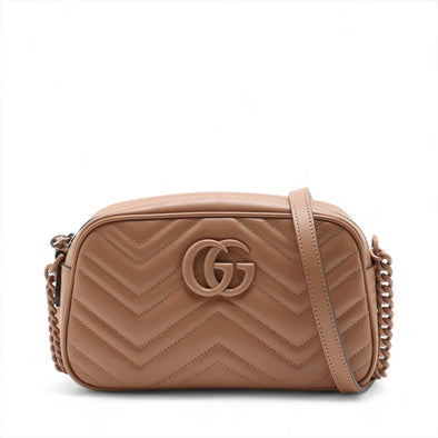 Gucci Beige Leather GG Marmont Small Shoulder Bag [Clearance Sale]