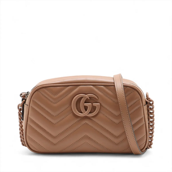 Gucci Beige Leather GG Marmont Small Shoulder Bag [Clearance Sale]