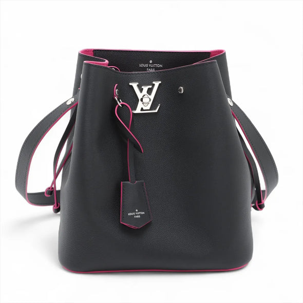 Louis Vuitton Black Leather Lock Me Bucket Bag [Clearance Sale]