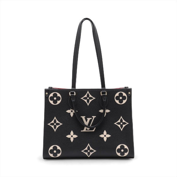 Louis Vuitton Black Beige Bicolor Monogram Empreinte Leather OnTheGo MM [Clearance Sale]
