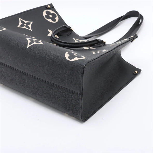 Louis Vuitton Black Beige Bicolor Monogram Empreinte Leather OnTheGo MM [Clearance Sale]