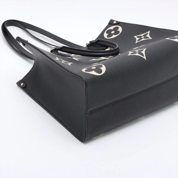 Louis Vuitton Black Beige Bicolor Monogram Empreinte Leather OnTheGo MM [Clearance Sale]