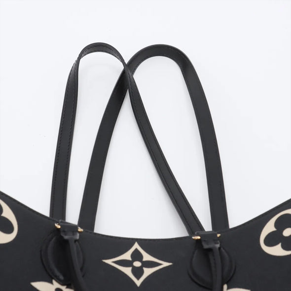 Louis Vuitton Black Beige Bicolor Monogram Empreinte Leather OnTheGo MM [Clearance Sale]