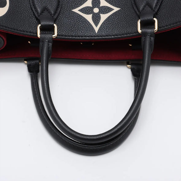 Louis Vuitton Black Beige Bicolor Monogram Empreinte Leather OnTheGo MM [Clearance Sale]