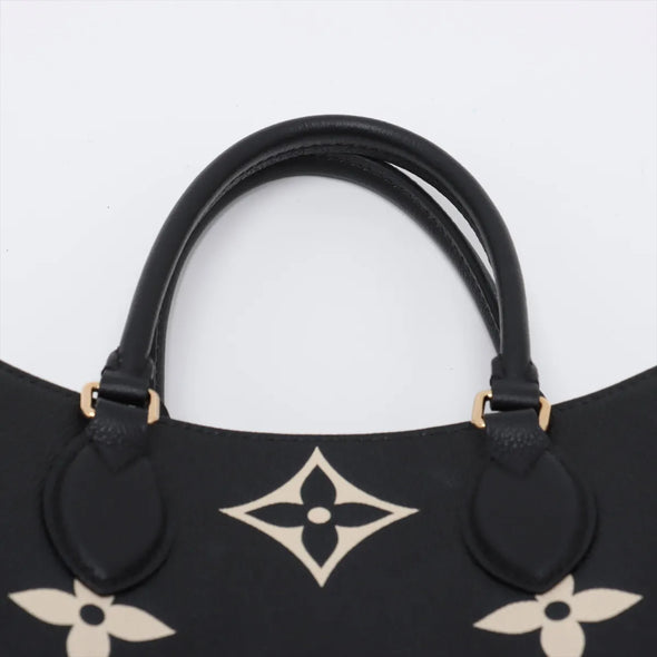 Louis Vuitton Black Beige Bicolor Monogram Empreinte Leather OnTheGo MM [Clearance Sale]