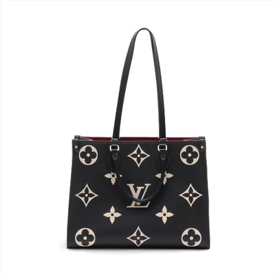 Louis Vuitton Black Beige Bicolor Monogram Empreinte Leather OnTheGo MM [Clearance Sale]