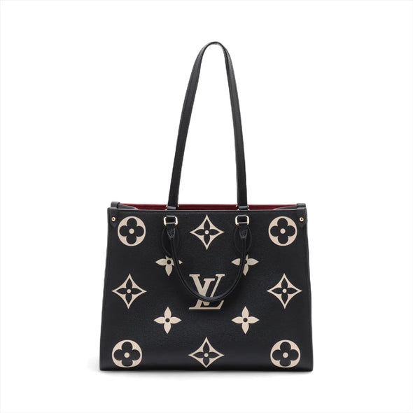 Louis Vuitton Black Beige Bicolor Monogram Empreinte Leather OnTheGo MM [Clearance Sale]