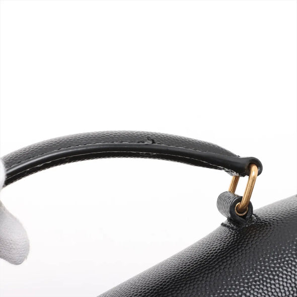Saint Laurent Black Grained Leather Cassandra Mini Top Handle [Clearance Sale]
