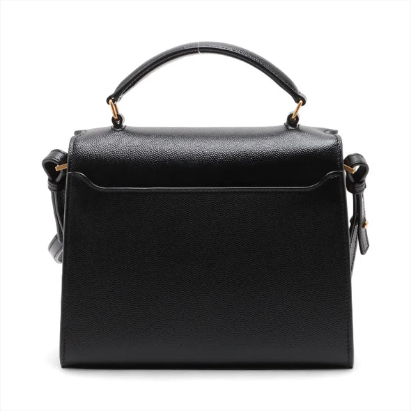 Saint Laurent Black Grained Leather Cassandra Mini Top Handle [Clearance Sale]
