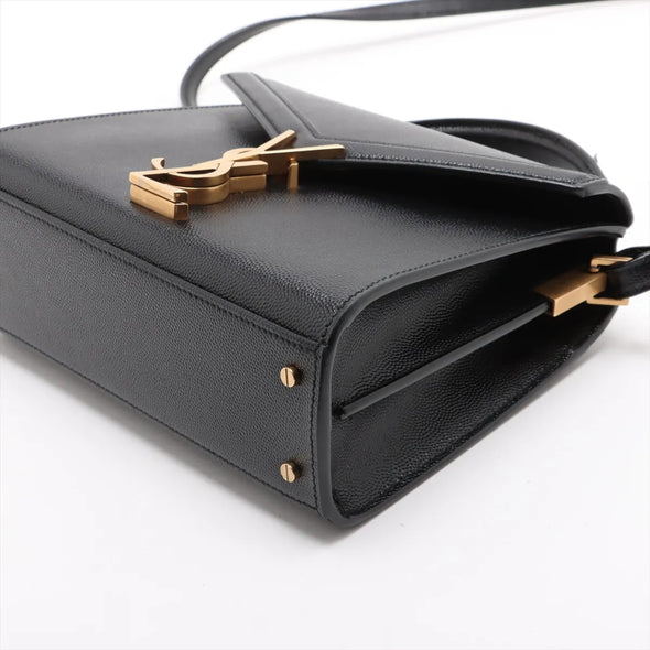 Saint Laurent Black Grained Leather Cassandra Mini Top Handle [Clearance Sale]