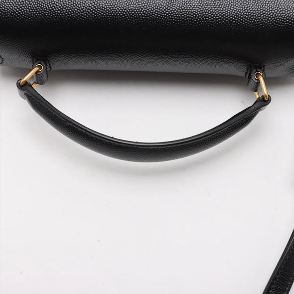 Saint Laurent Black Grained Leather Cassandra Mini Top Handle [Clearance Sale]