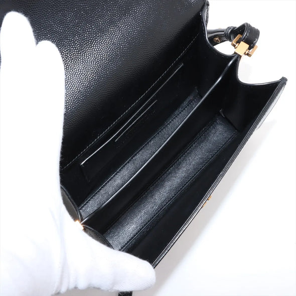 Saint Laurent Black Grained Leather Cassandra Mini Top Handle [Clearance Sale]