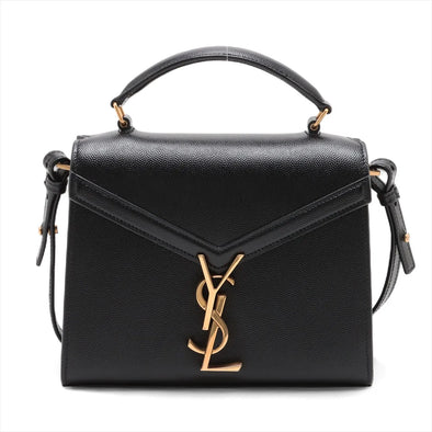 Saint Laurent Black Grained Leather Cassandra Mini Top Handle [Clearance Sale]