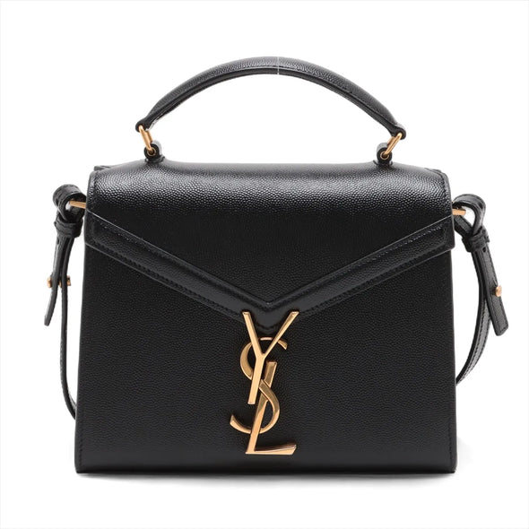 Saint Laurent Black Grained Leather Cassandra Mini Top Handle [Clearance Sale]