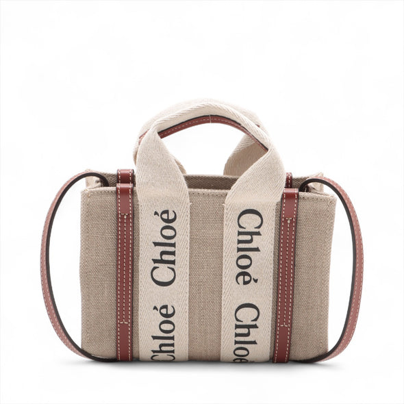 Chloe Brown Beige Canvas Mini Woody Tote Bag [Clearance Sale]
