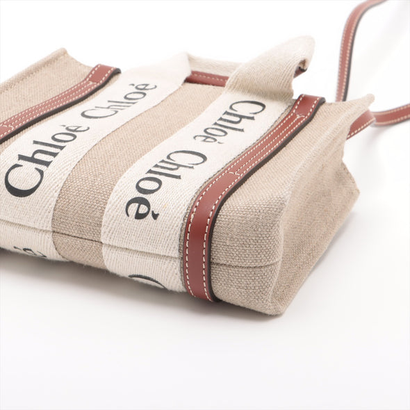 Chloe Brown Beige Canvas Mini Woody Tote Bag [Clearance Sale]