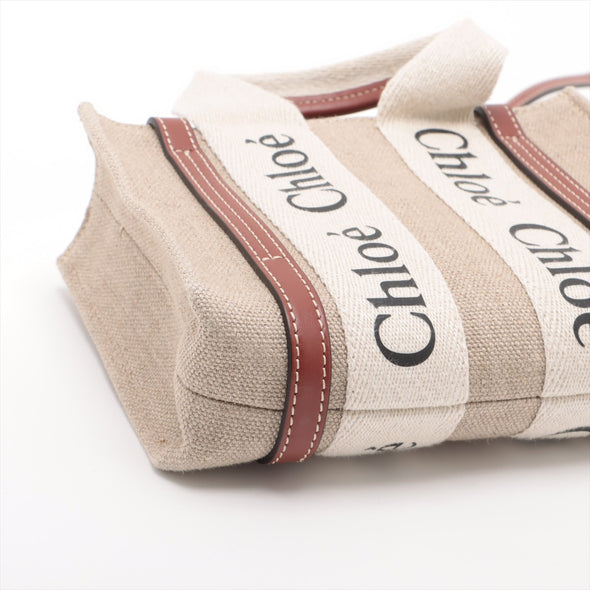 Chloe Brown Beige Canvas Mini Woody Tote Bag [Clearance Sale]