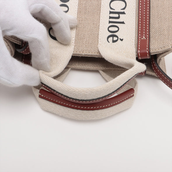 Chloe Brown Beige Canvas Mini Woody Tote Bag [Clearance Sale]