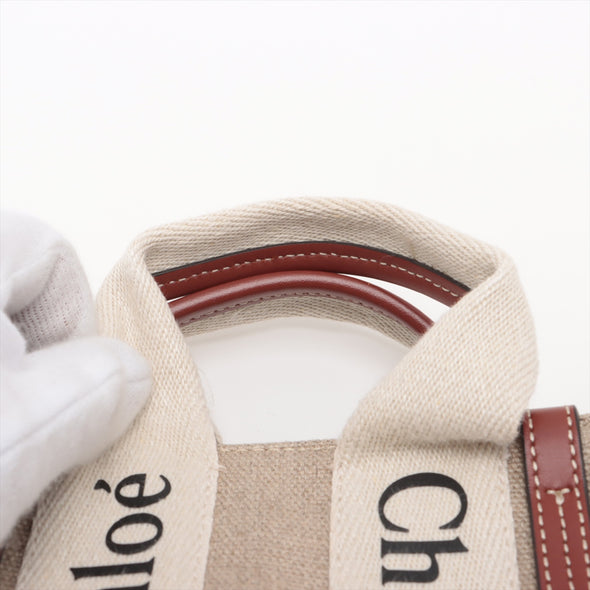 Chloe Brown Beige Canvas Mini Woody Tote Bag [Clearance Sale]
