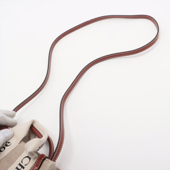 Chloe Brown Beige Canvas Mini Woody Tote Bag [Clearance Sale]