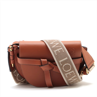 Brown Calfskin Leather Mini Gate Dual Bag (Rented Out)