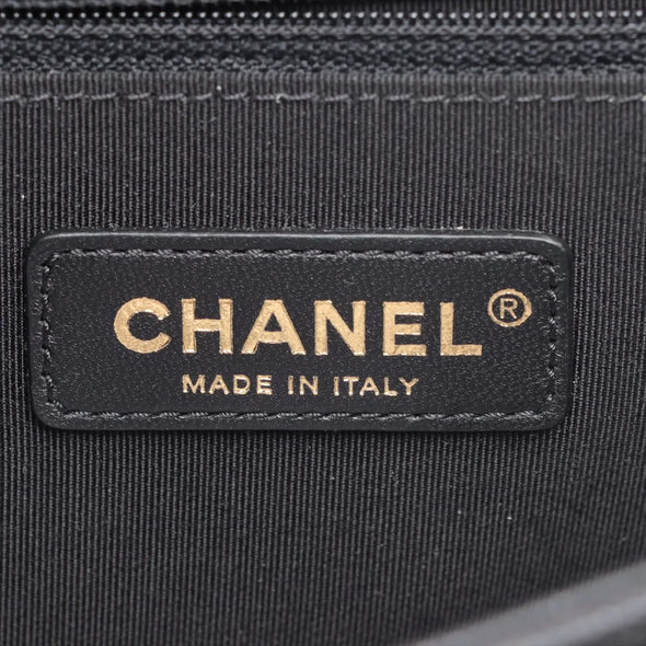 Black Caviar Calfskin Large Boy Chanel Flap Closure Handbag