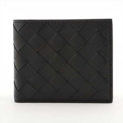 Bottega Veneta Intrecciato Black Calfskin Leather Bi-Fold Wallet [Clearance Sale]
