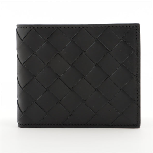 Bottega Veneta Intrecciato Black Calfskin Leather Bi-Fold Wallet [Clearance Sale]
