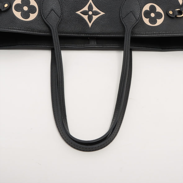 Louis Vuitton Black Beige Bicolor Monogram Empreinte Leather Neverfull MM [Clearance Sale]