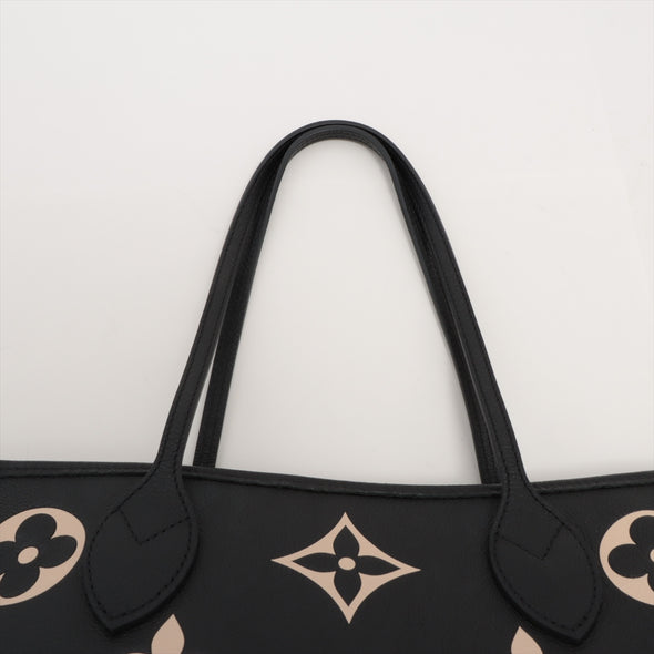 Louis Vuitton Black Beige Bicolor Monogram Empreinte Leather Neverfull MM [Clearance Sale]