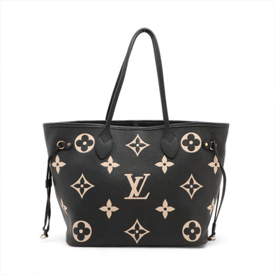 Louis Vuitton Black Beige Bicolor Monogram Empreinte Leather Neverfull MM [Clearance Sale]