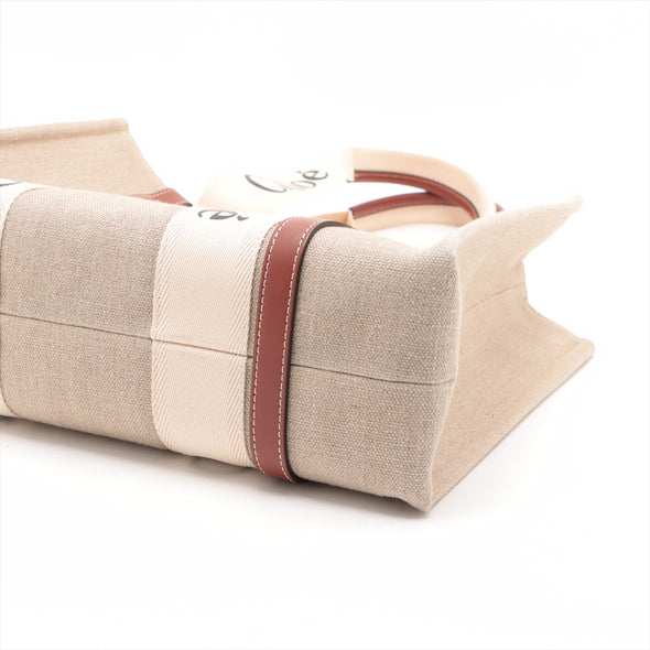 Chloe Brown Beige Canvas Medium Woody Tote Bag [Clearance Sale]