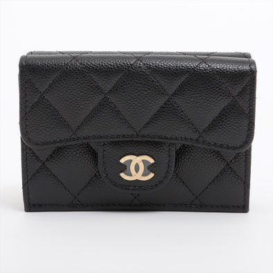 Chanel Black Caviar Leather Small Flap Wallet [Clearance Sale]