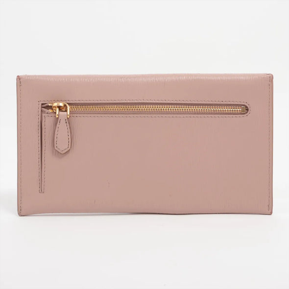 Prada Pink Vitello Grained Leather Evnelope Wallet [Clearance Sale]
