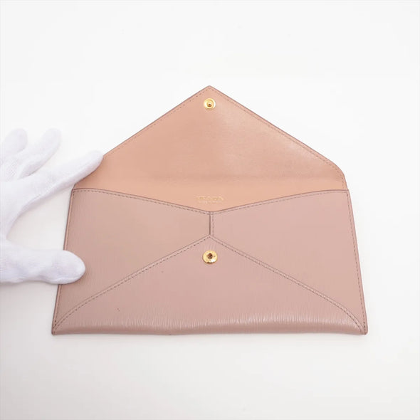 Prada Pink Vitello Grained Leather Evnelope Wallet [Clearance Sale]