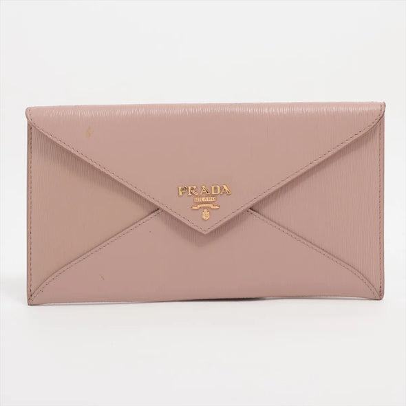 Prada Pink Vitello Grained Leather Evnelope Wallet [Clearance Sale]