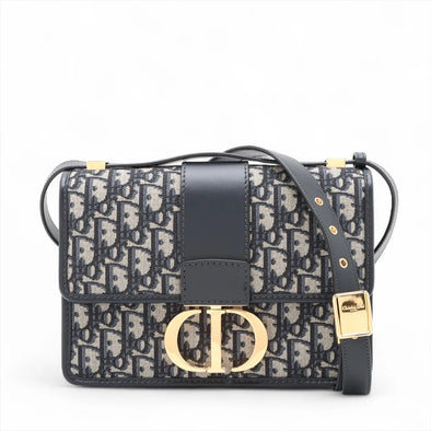 Christian Dior Navy Blue Dior Embroidery Montaigne 30 Shoulder Bag [Clearance Sale]