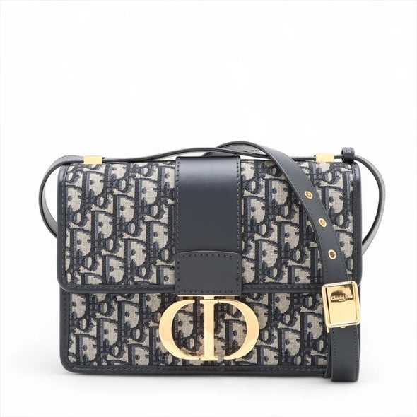 Christian Dior Navy Blue Dior Embroidery Montaigne 30 Shoulder Bag [Clearance Sale]