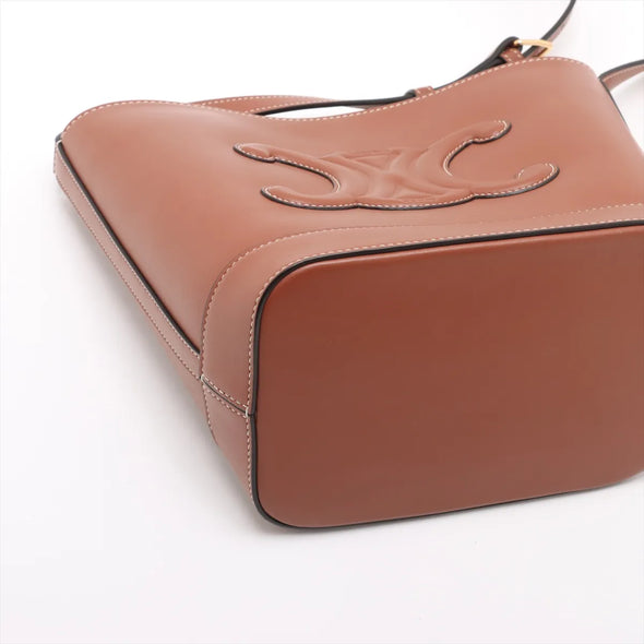 Celine Brown Leather Triomphe Bucket Bag [Clearance Sale]