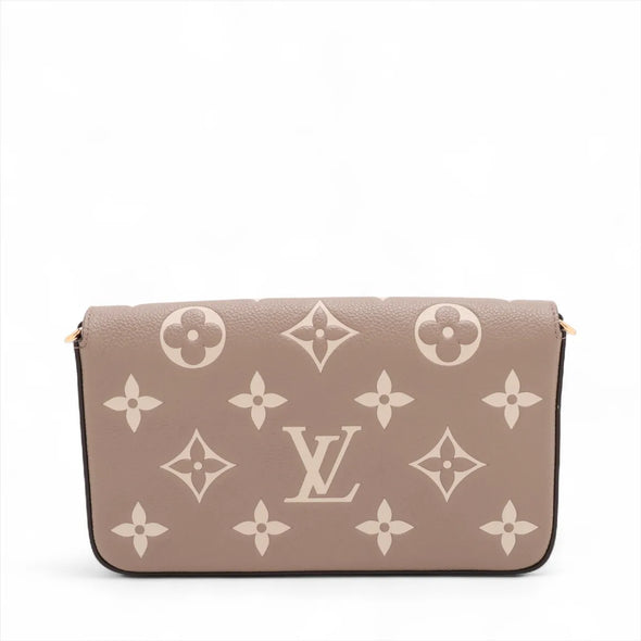 Louis Vuitton Tourterelle Bicolor Monogram Empreinte Leather Pochette Felicie [Clearance Sale]