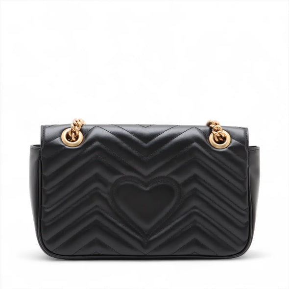Gucci Black Leather GG Marmont Medium Shoulder Bag [Clearance Sale]