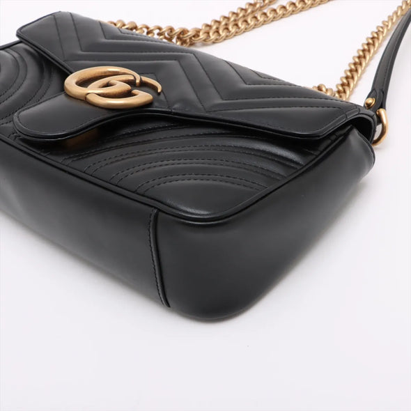 Gucci Black Leather GG Marmont Medium Shoulder Bag [Clearance Sale]