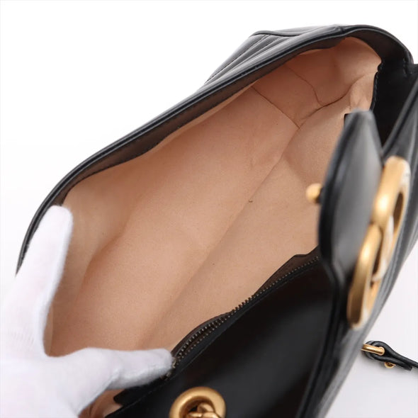 Gucci Black Leather GG Marmont Medium Shoulder Bag [Clearance Sale]